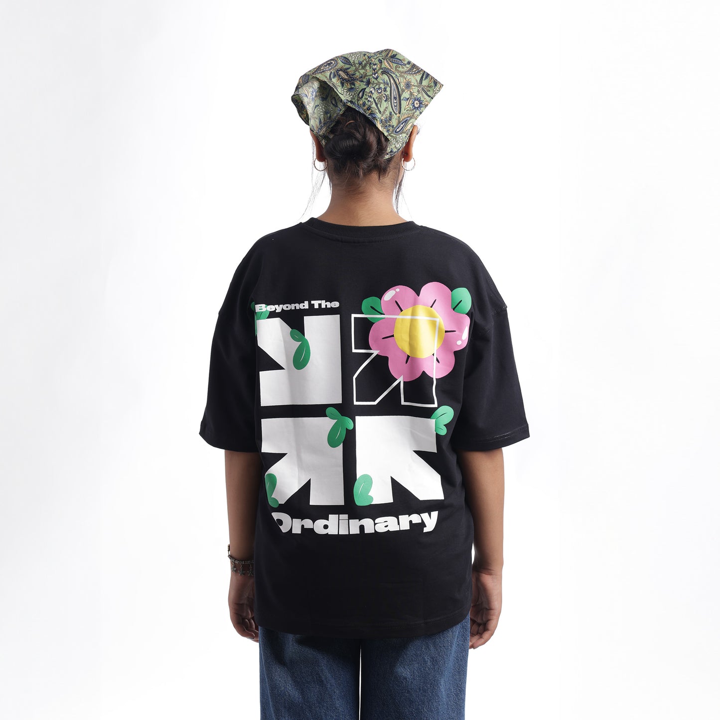 Chatak Blossom - Black Oversized T-shirt